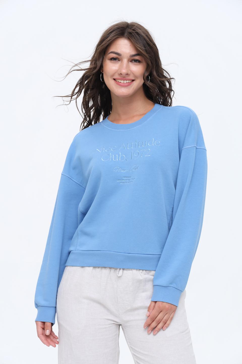 Пуловер Marc Aurel голубой с принтом