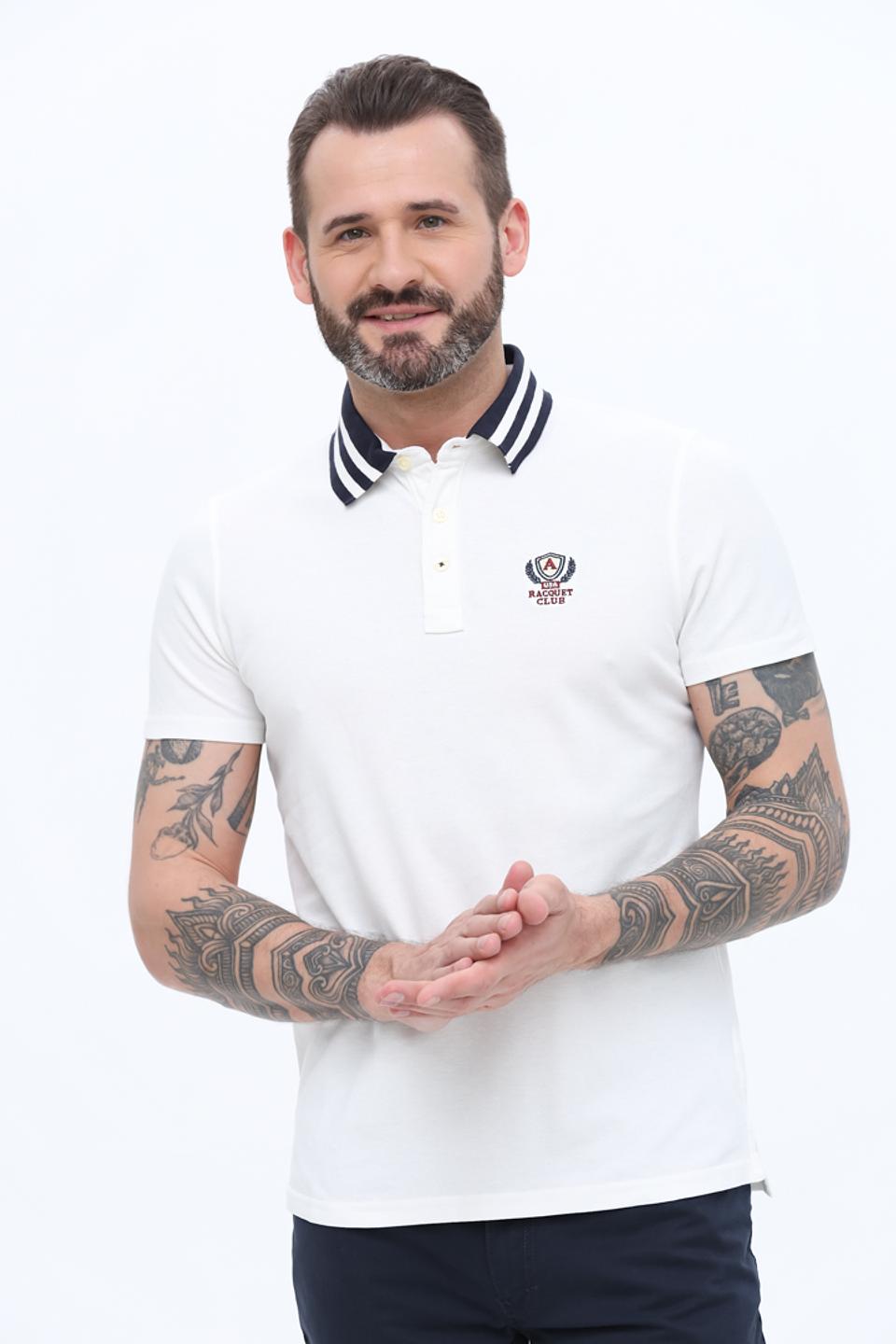 Поло Alcott с полоской на воротнике