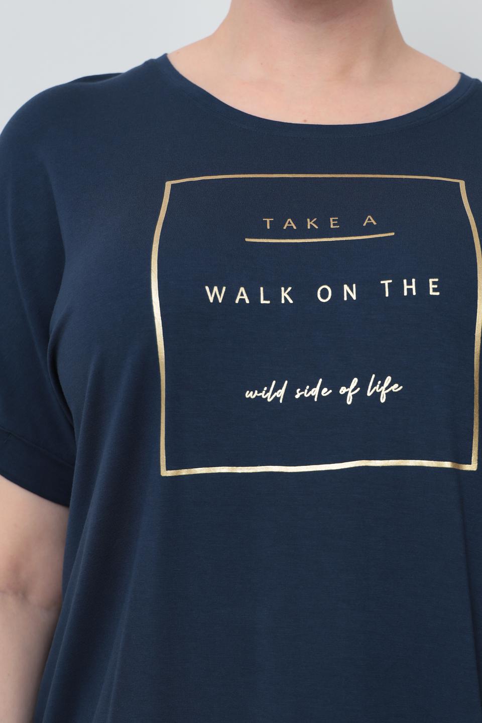 Футболка Samoon с принтом темно-синяя