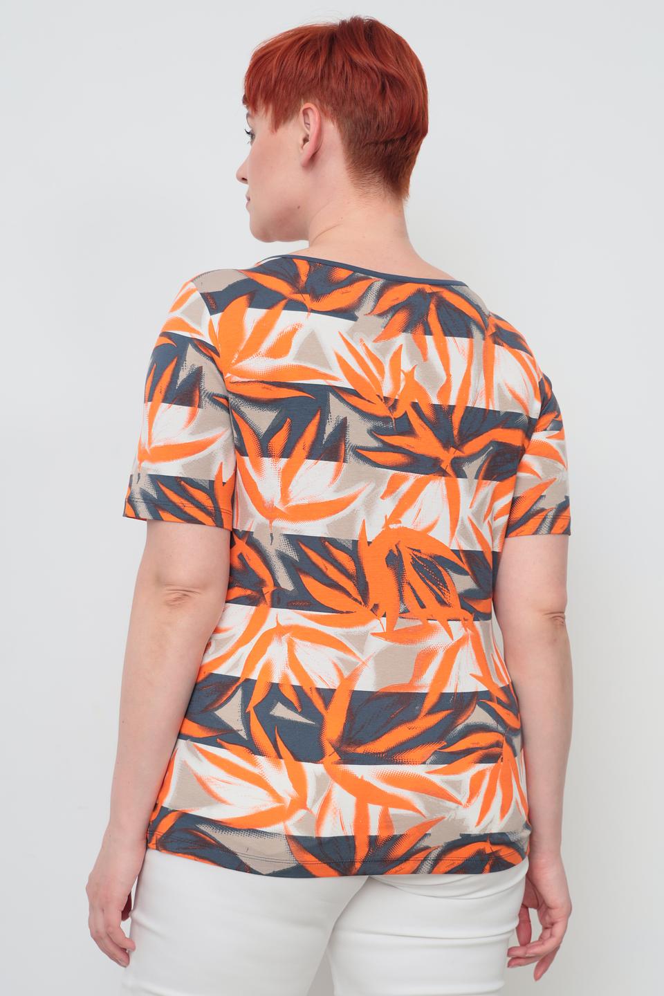 Футболка Lebek с принтом листья оранжевый