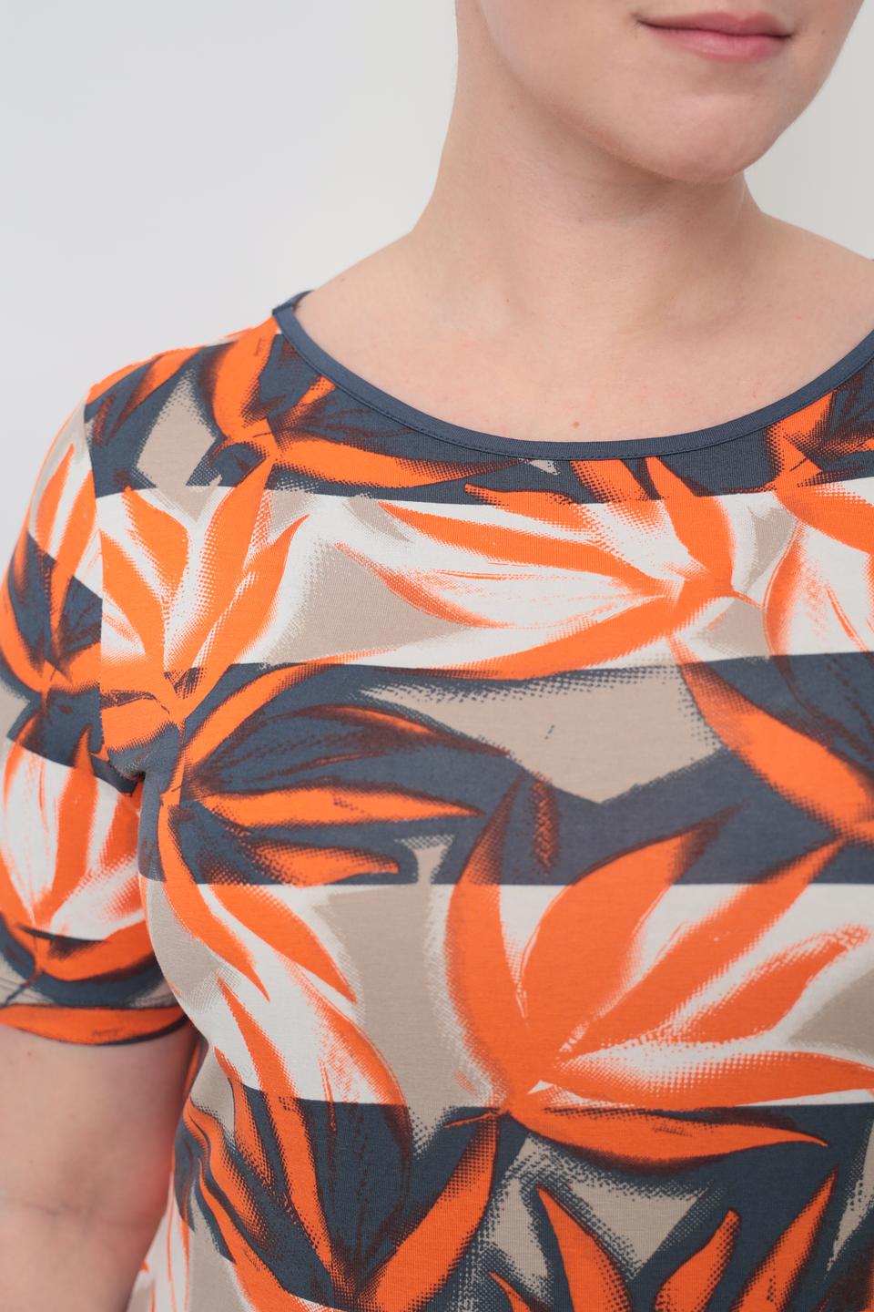 Футболка Lebek с принтом листья оранжевый