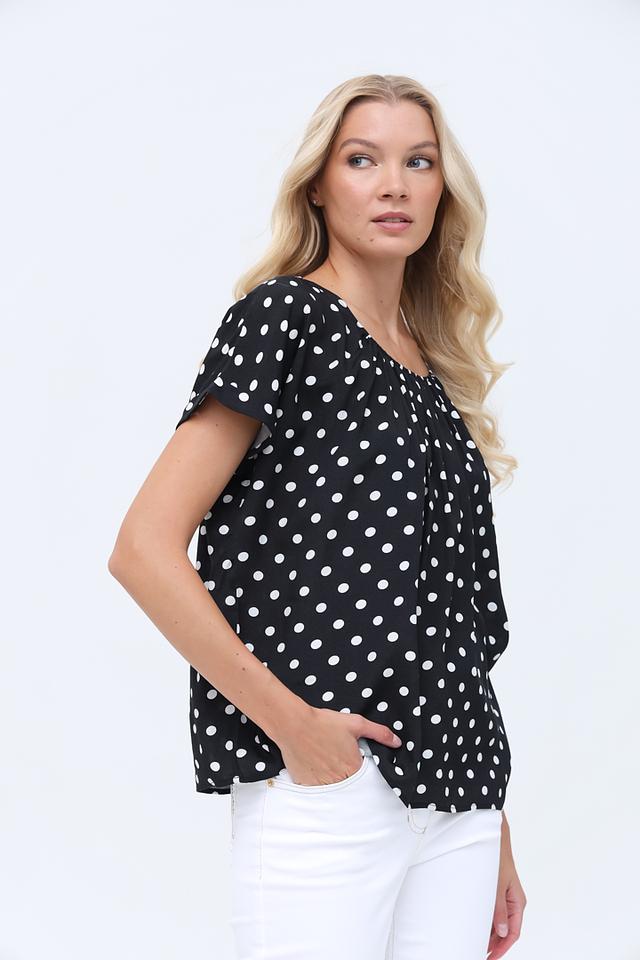 Блуза Just Valeri в горошек чёрная