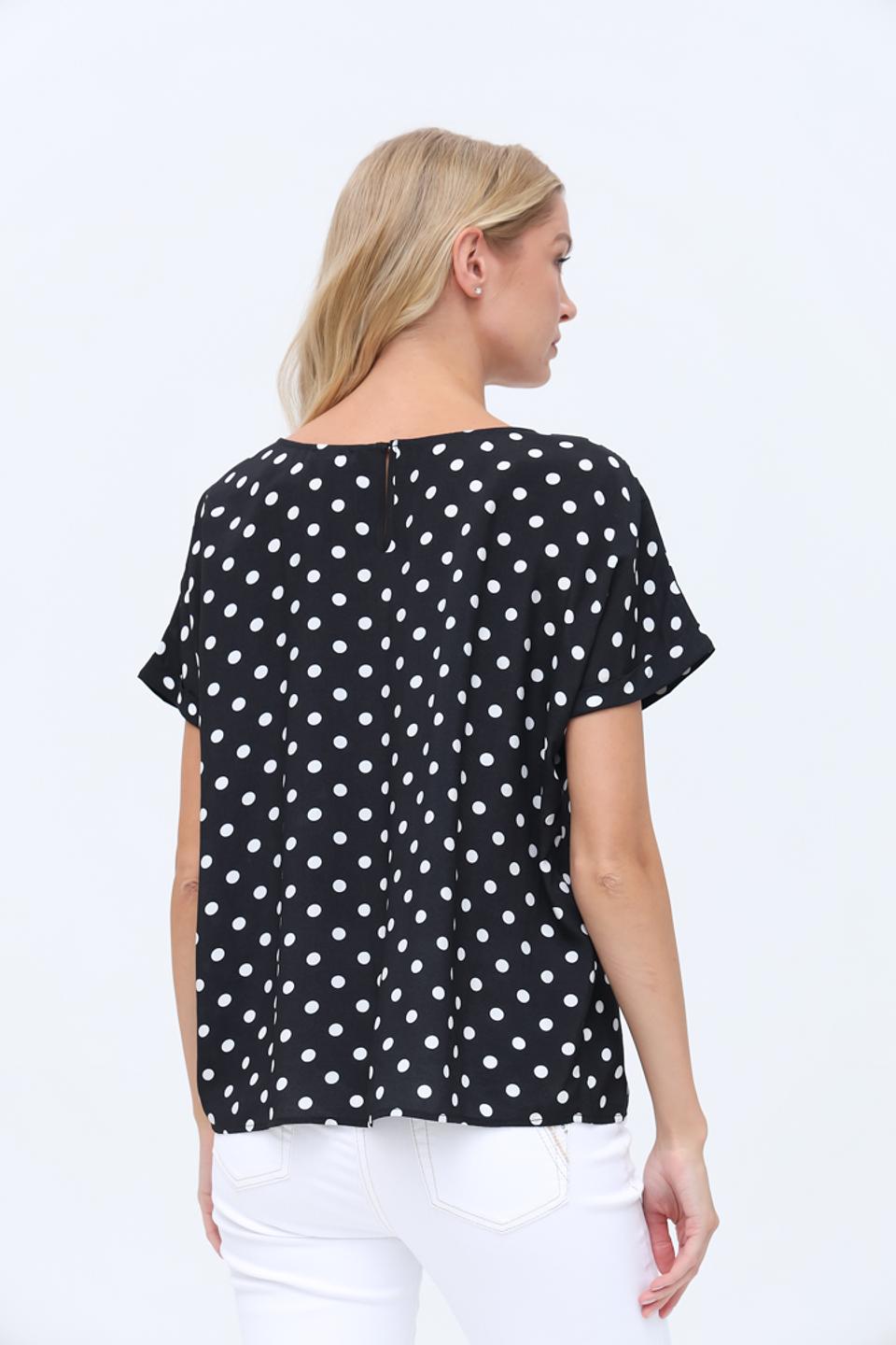 Блуза Just Valeri в горошек чёрная