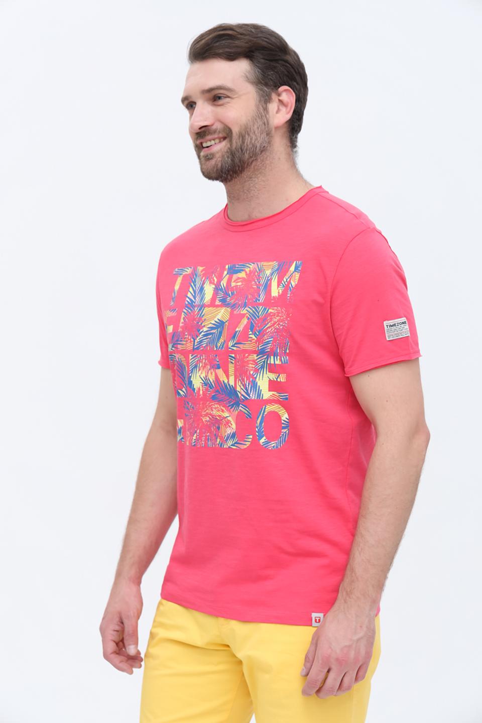 Футболка Time Zone с принтом малиновая