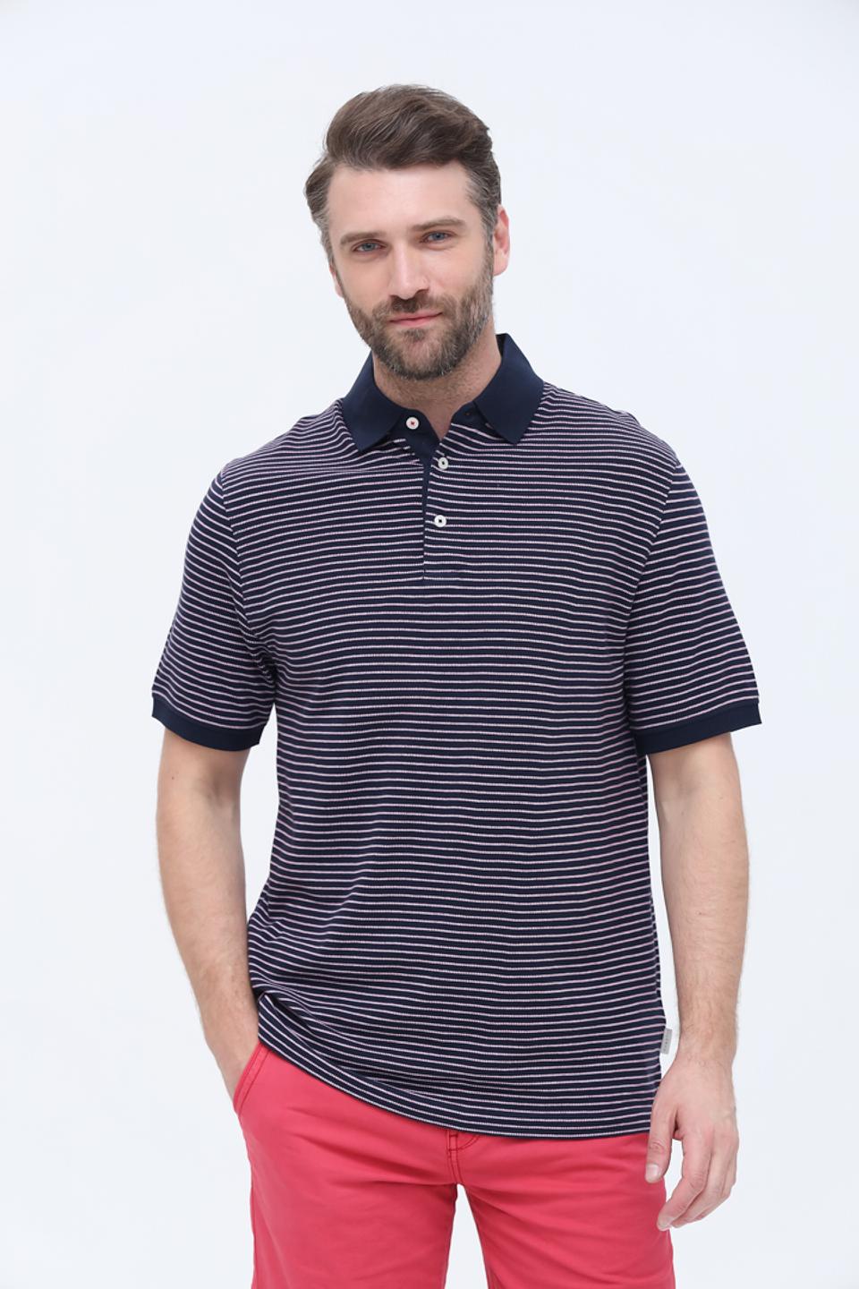 Поло Bugatti в полоску синий