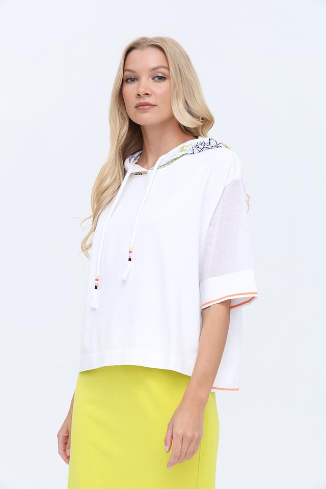 Пуловер Marc Cain с капюшоном белый