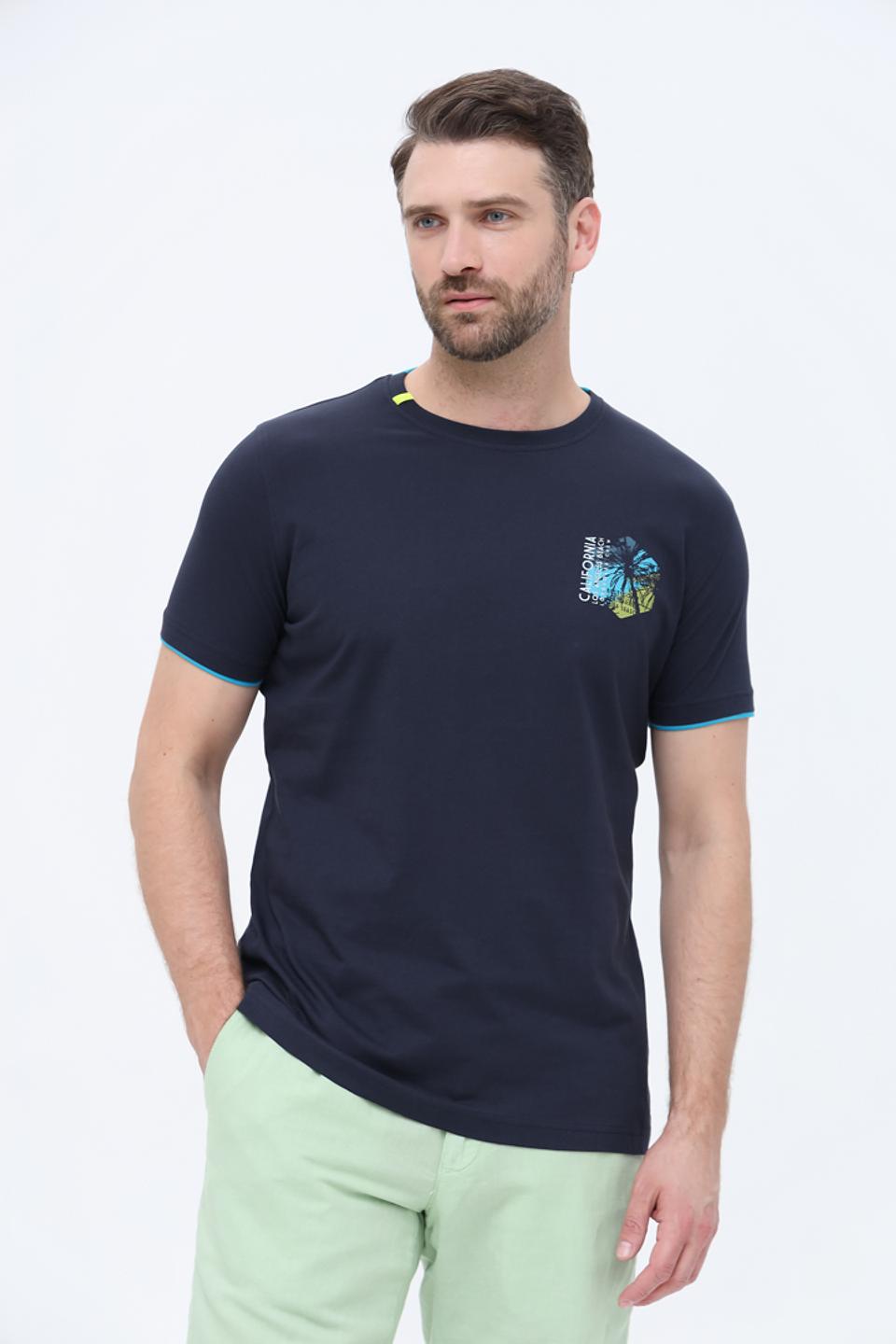 Футболка Sea Barrier с принтом тёмно-синяя