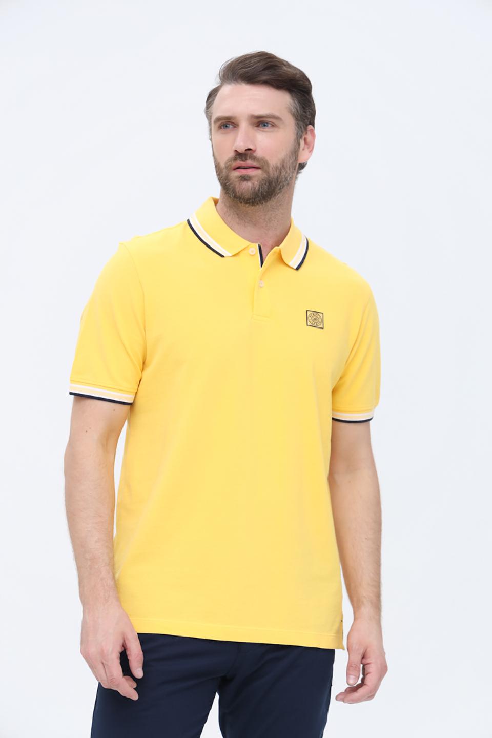 Поло Bugatti жёлтый с отделкой