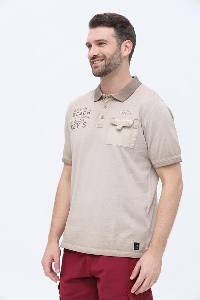 Поло Casa Moda с принтом бежевое