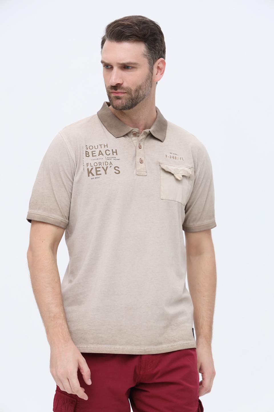 Поло Casa Moda с принтом бежевое