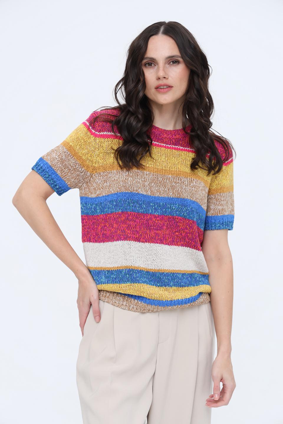 Пуловер Oui в полоску