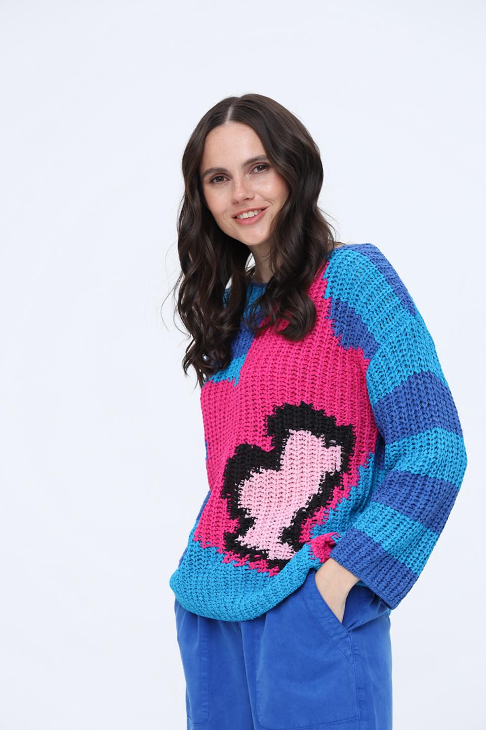 Пуловер Oui с узором сердце