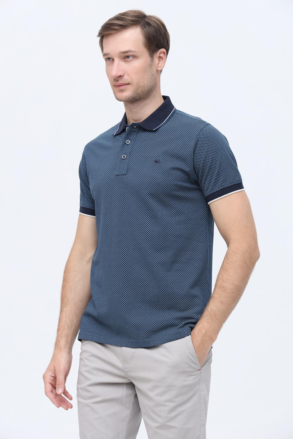 Поло Granchio с принтом синий