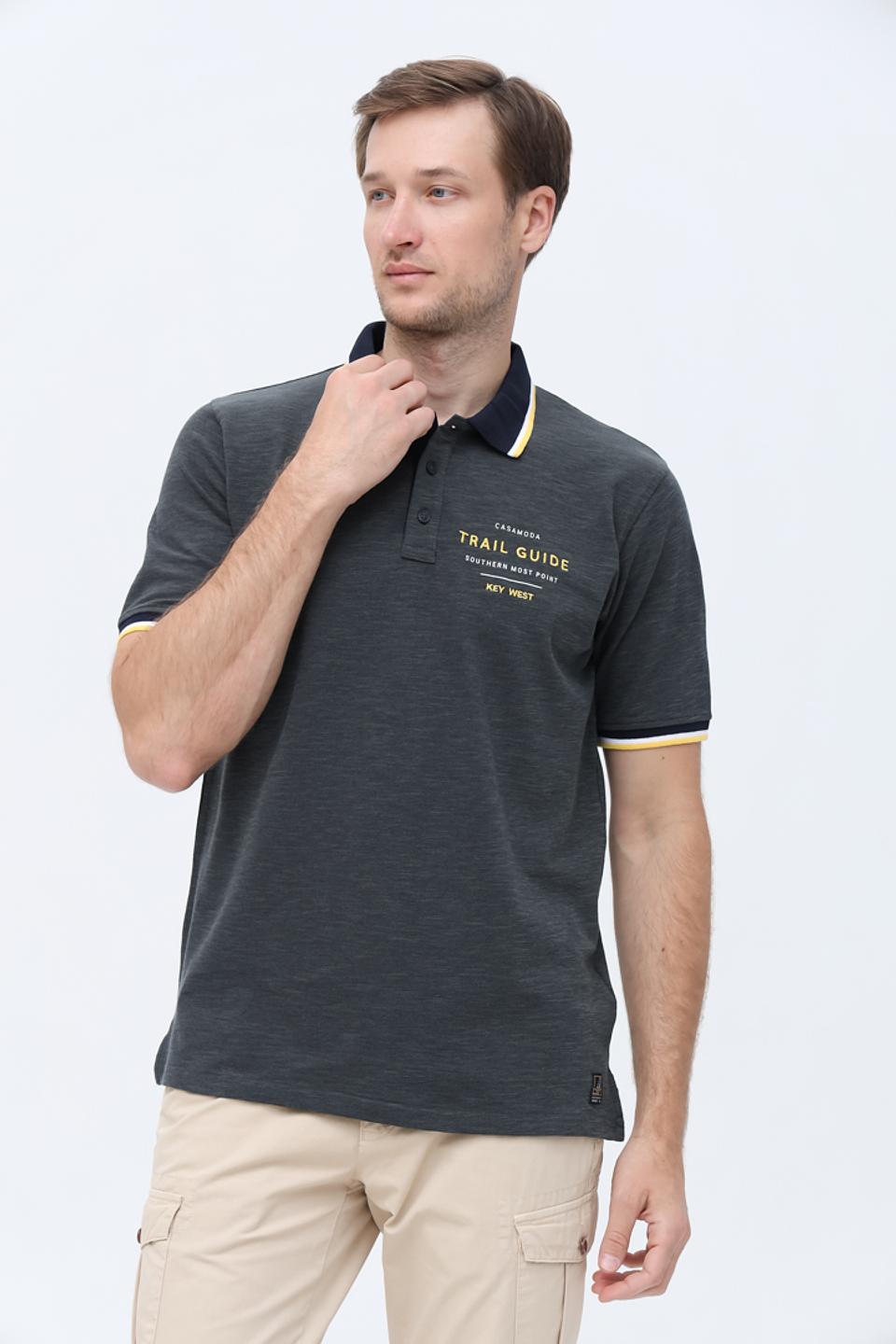 Поло Casa Moda men графит с желтым