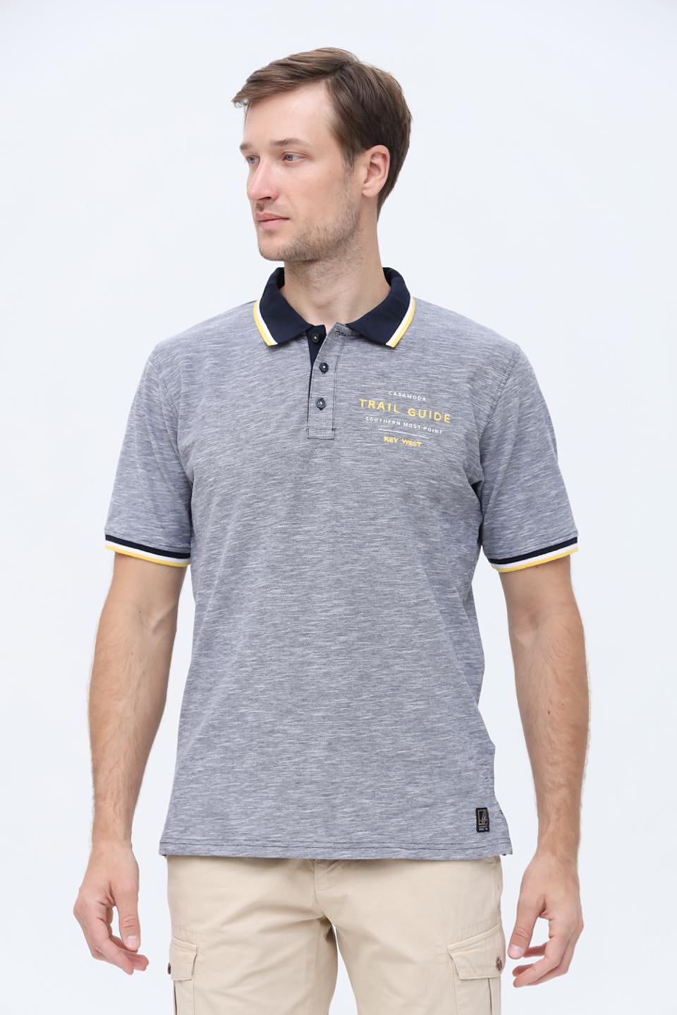 Поло Casa Moda с логотипом серый