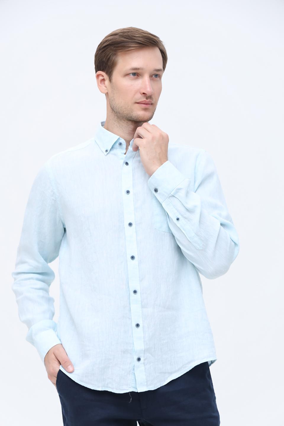Рубашка Casa Moda лен голубой