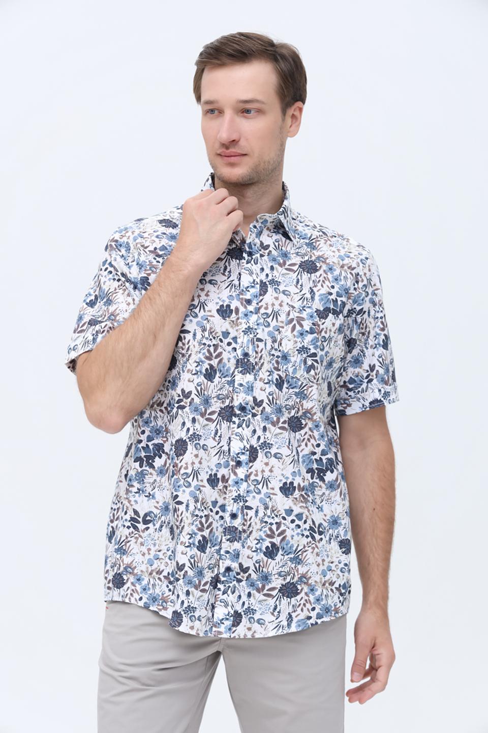 Рубашка кр Casa Moda с цветочным принтом