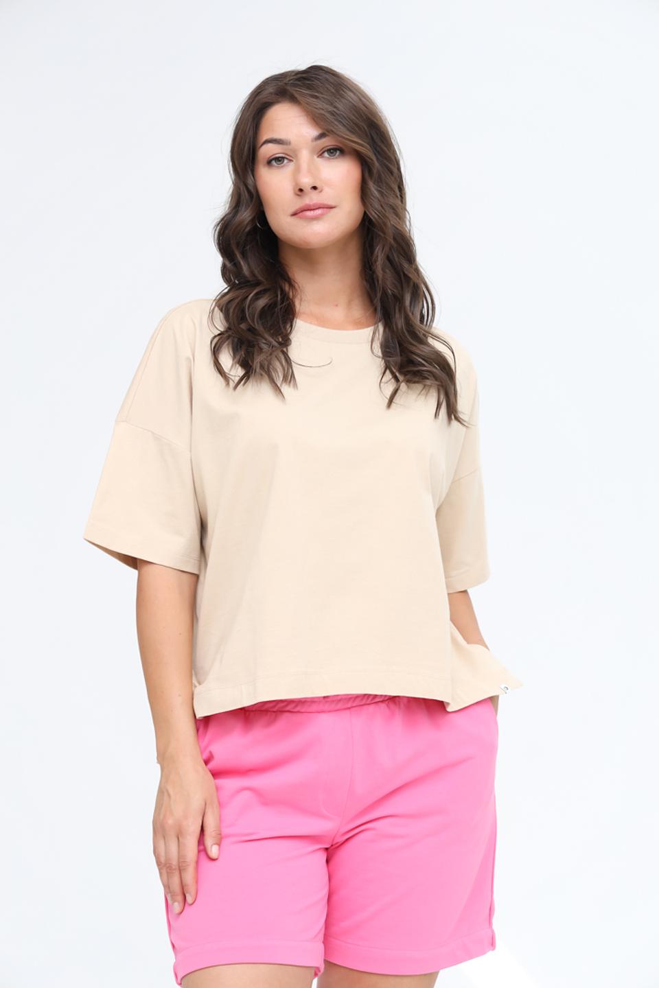 Футболка Tom Tailor бежевая оверсайз