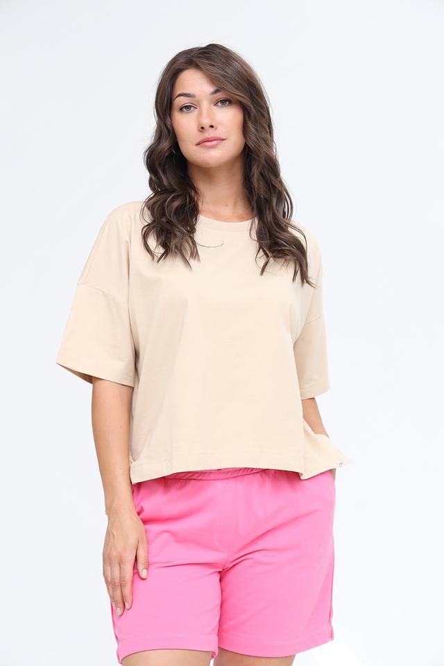 Футболка Tom Tailor бежевая оверсайз