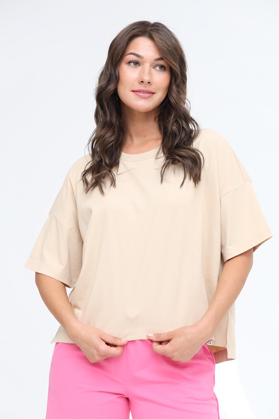 Футболка Tom Tailor бежевая оверсайз