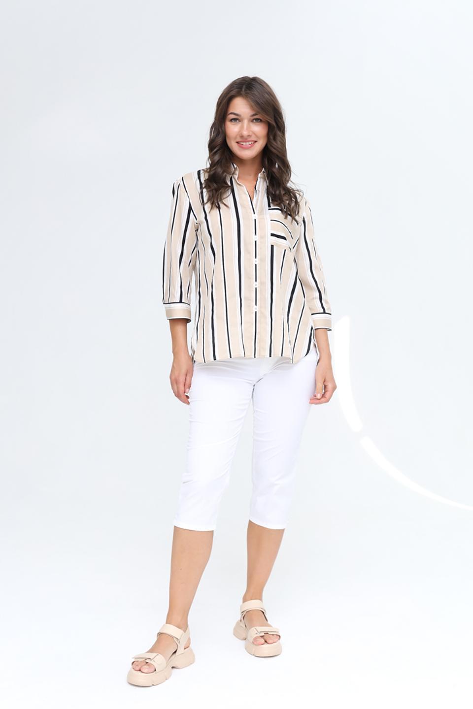 Рубашка SE Stenau в полоску бежевая