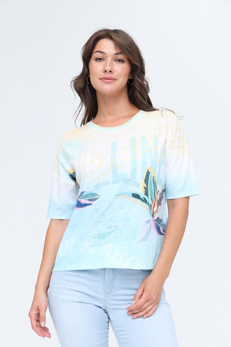 Футболка Lecomte с принтом голубой