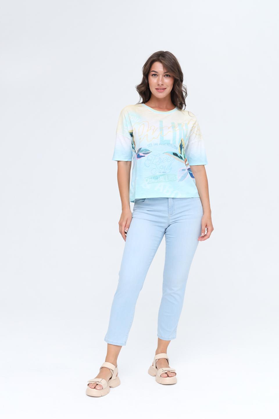 Футболка Lecomte с принтом голубой