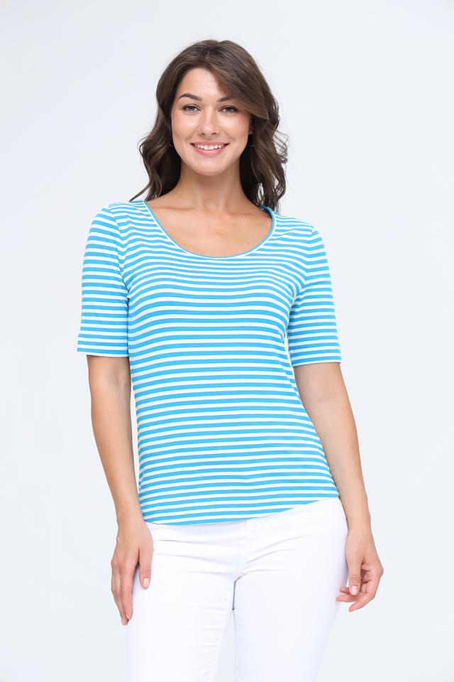 Футболка Oui в полоску бирюзовая