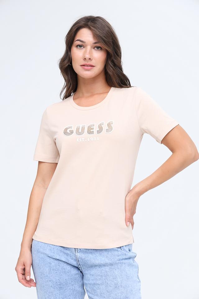 Футболка Guess логотип бежевый