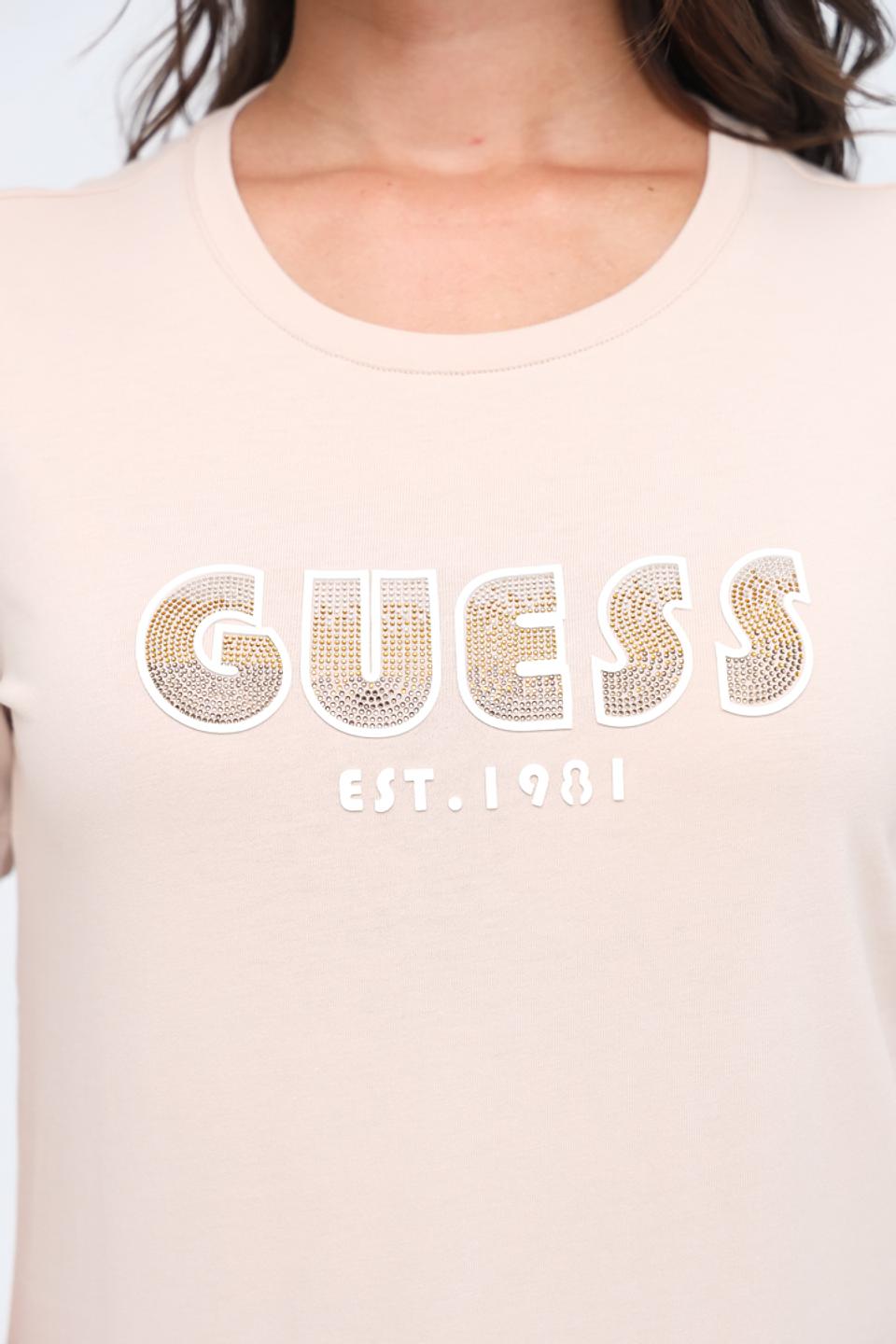 Футболка Guess логотип бежевый