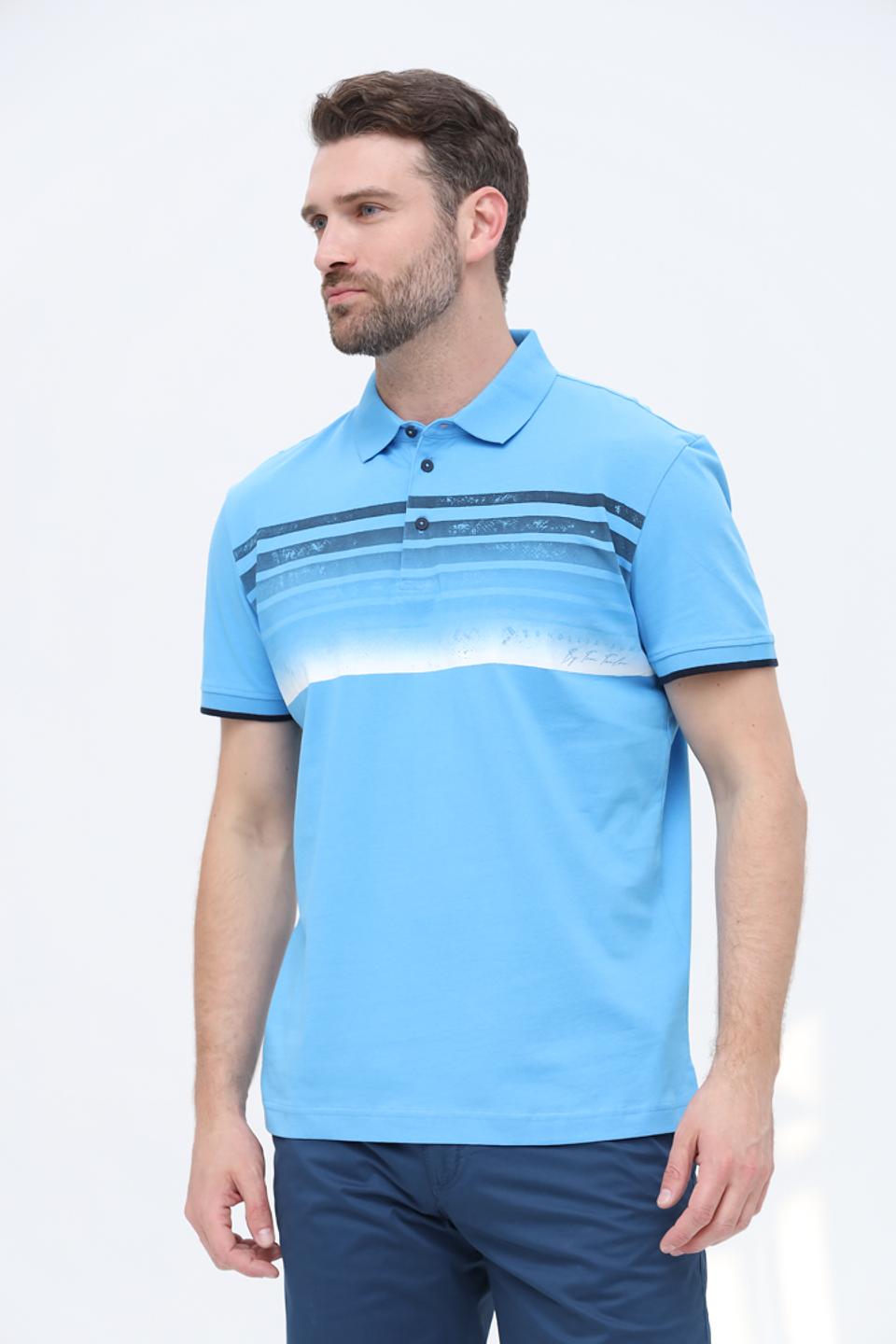 Поло Tom Tailor с полосками голубой