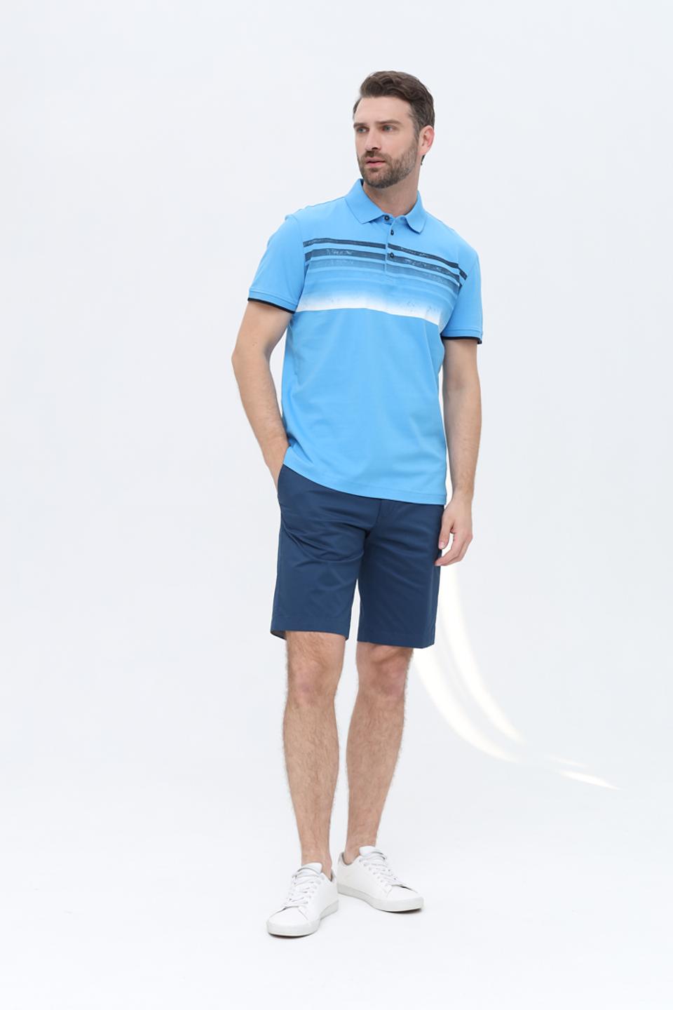 Поло Tom Tailor с полосками голубой