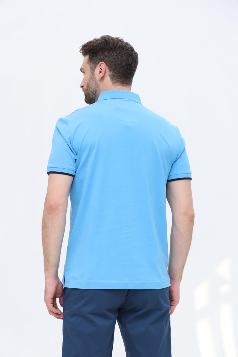 Поло Tom Tailor с полосками голубой