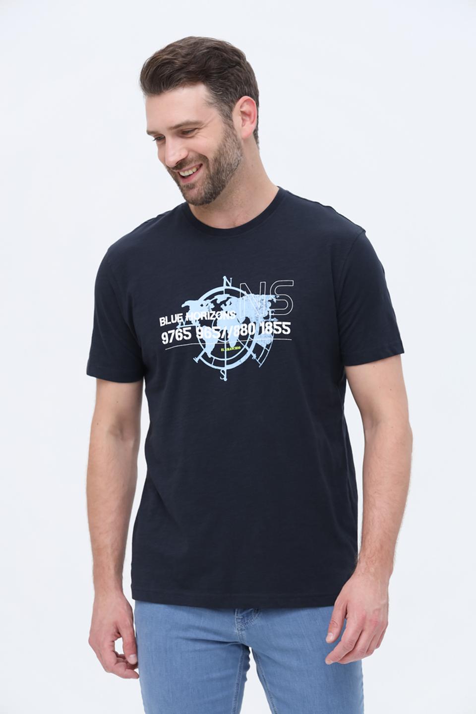 Футболка Granchio с принтом темно-синяя