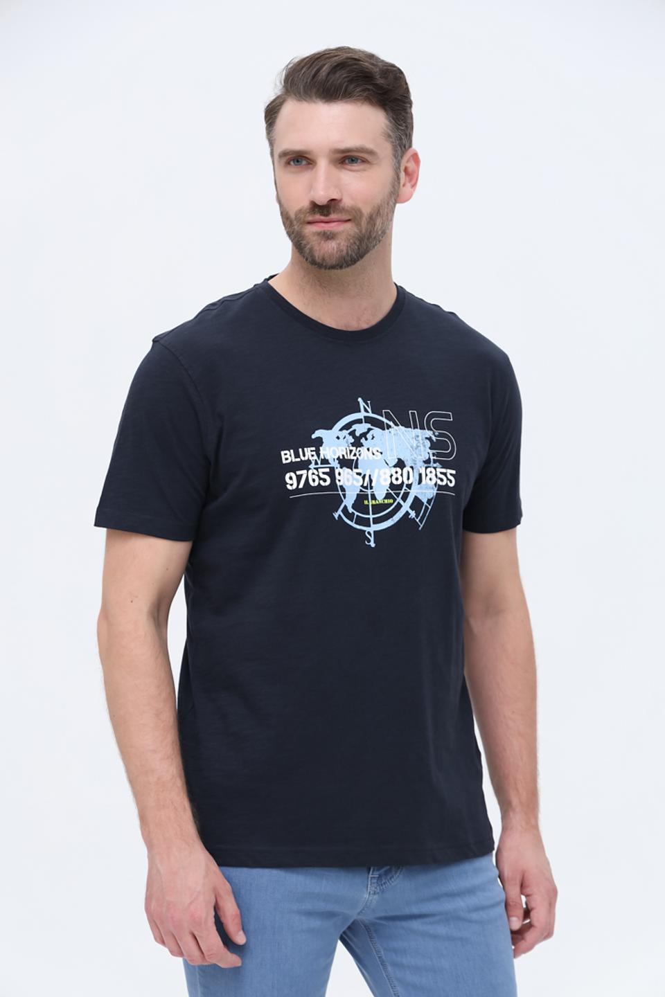 Футболка Granchio с принтом темно-синяя