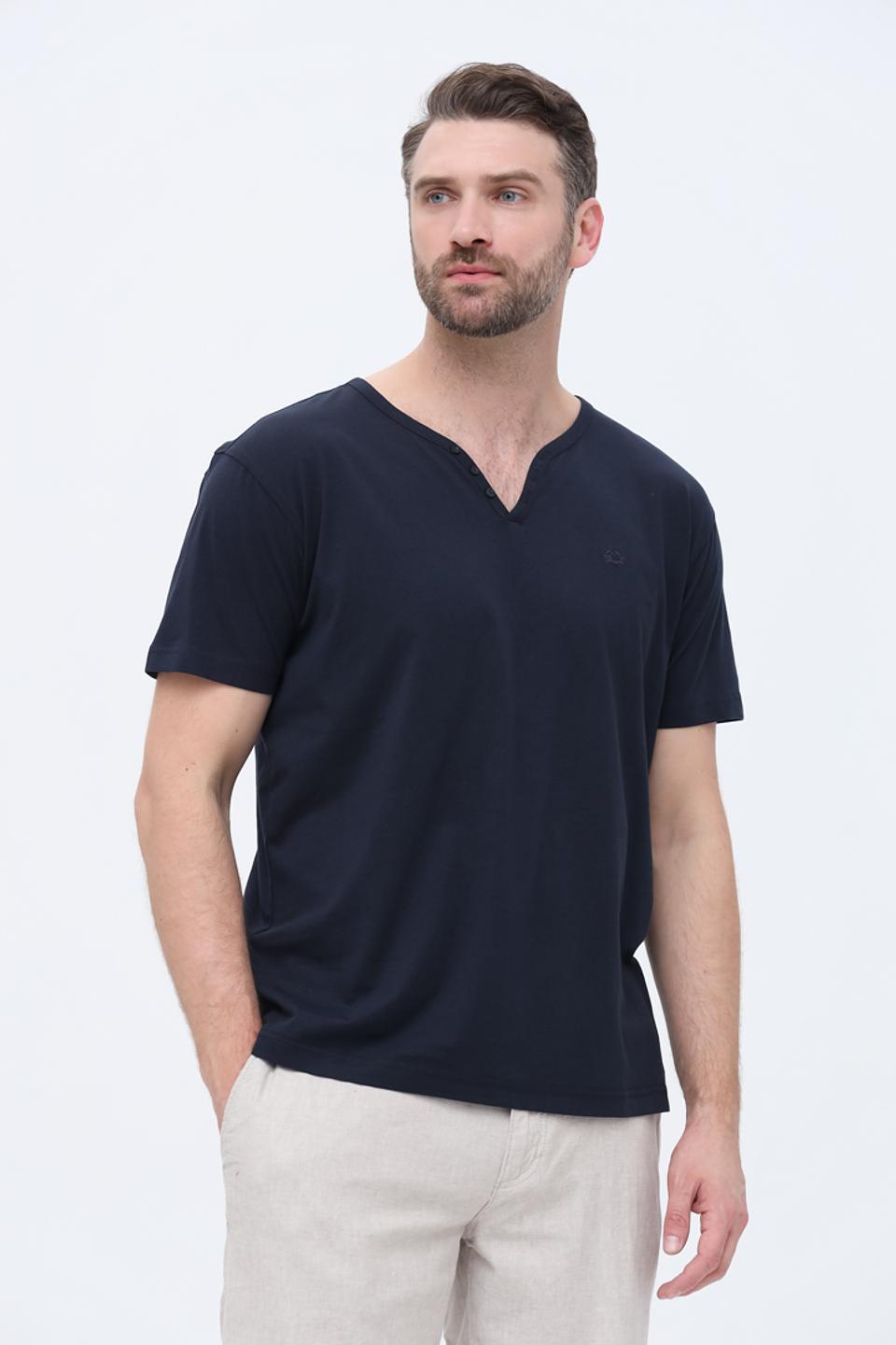 Футболка Granchio V-образный вырез темно-синий