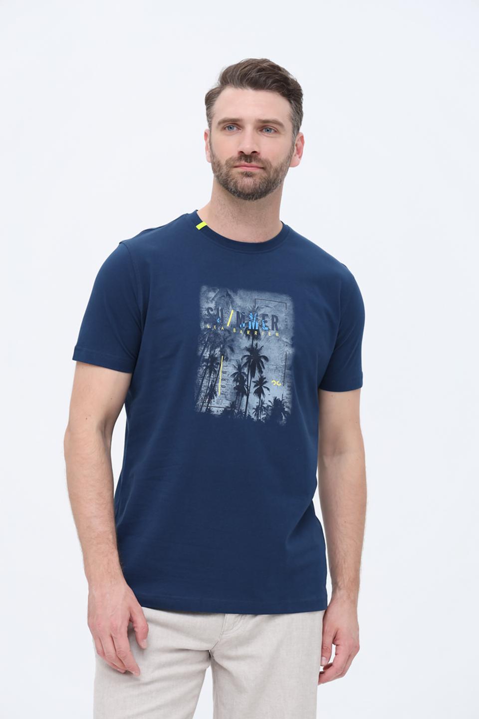 Футболка Sea Barrier с принтом синяя