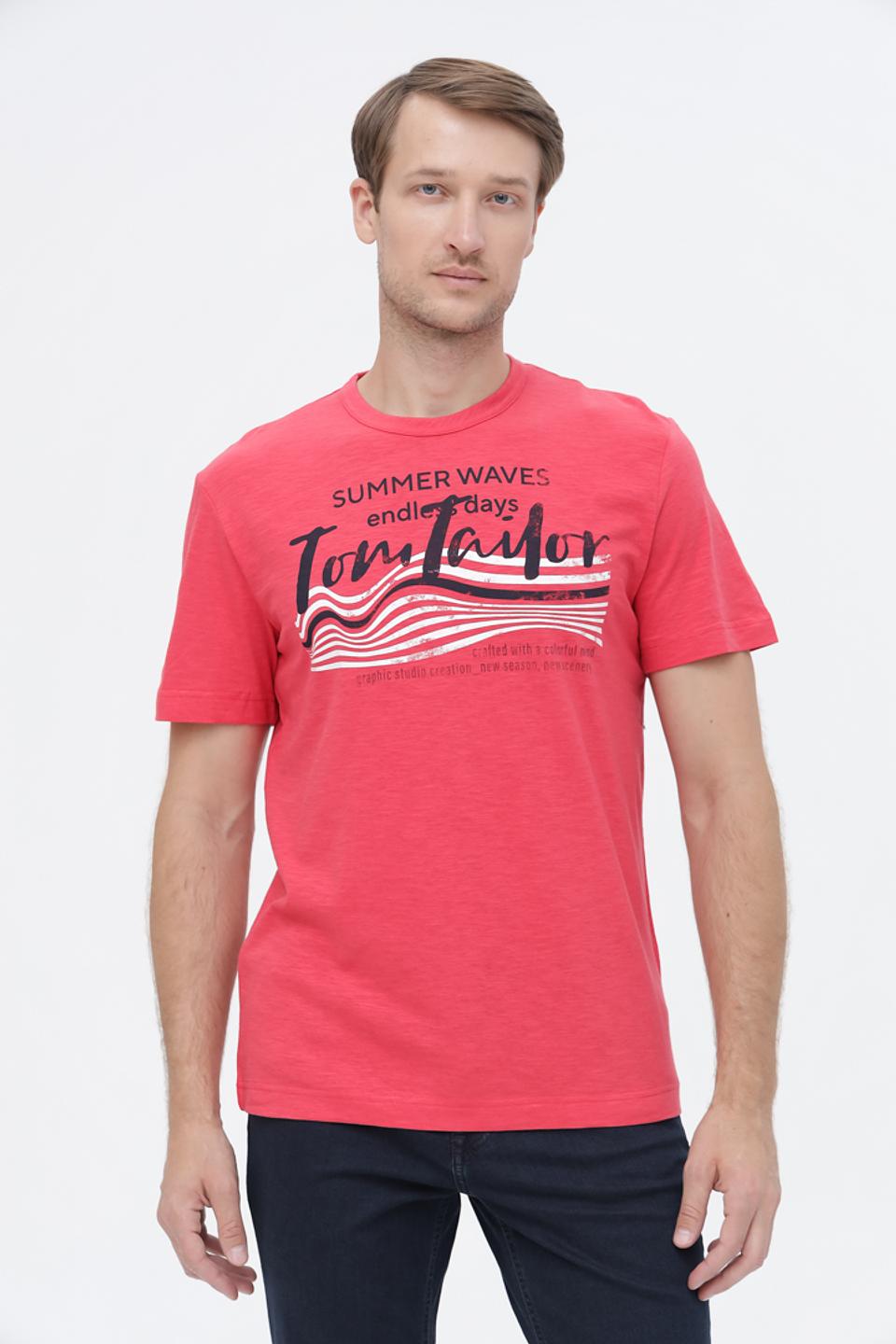 Футболка Tom Tailor малиновая с принтом