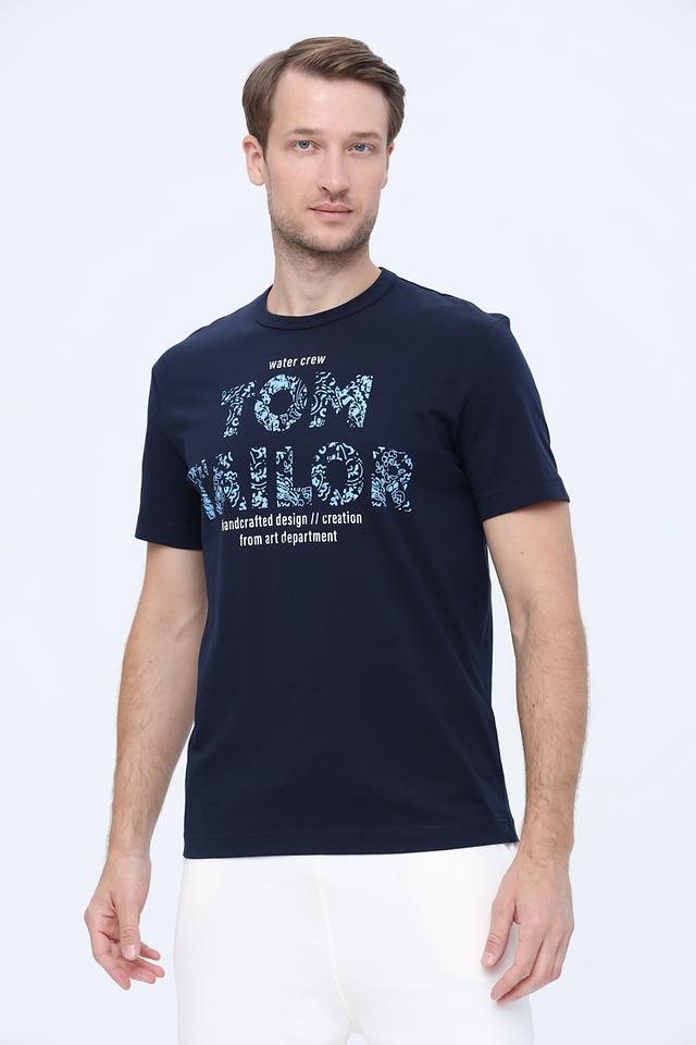 Футболка Tom Tailor с принтом темно-синяя