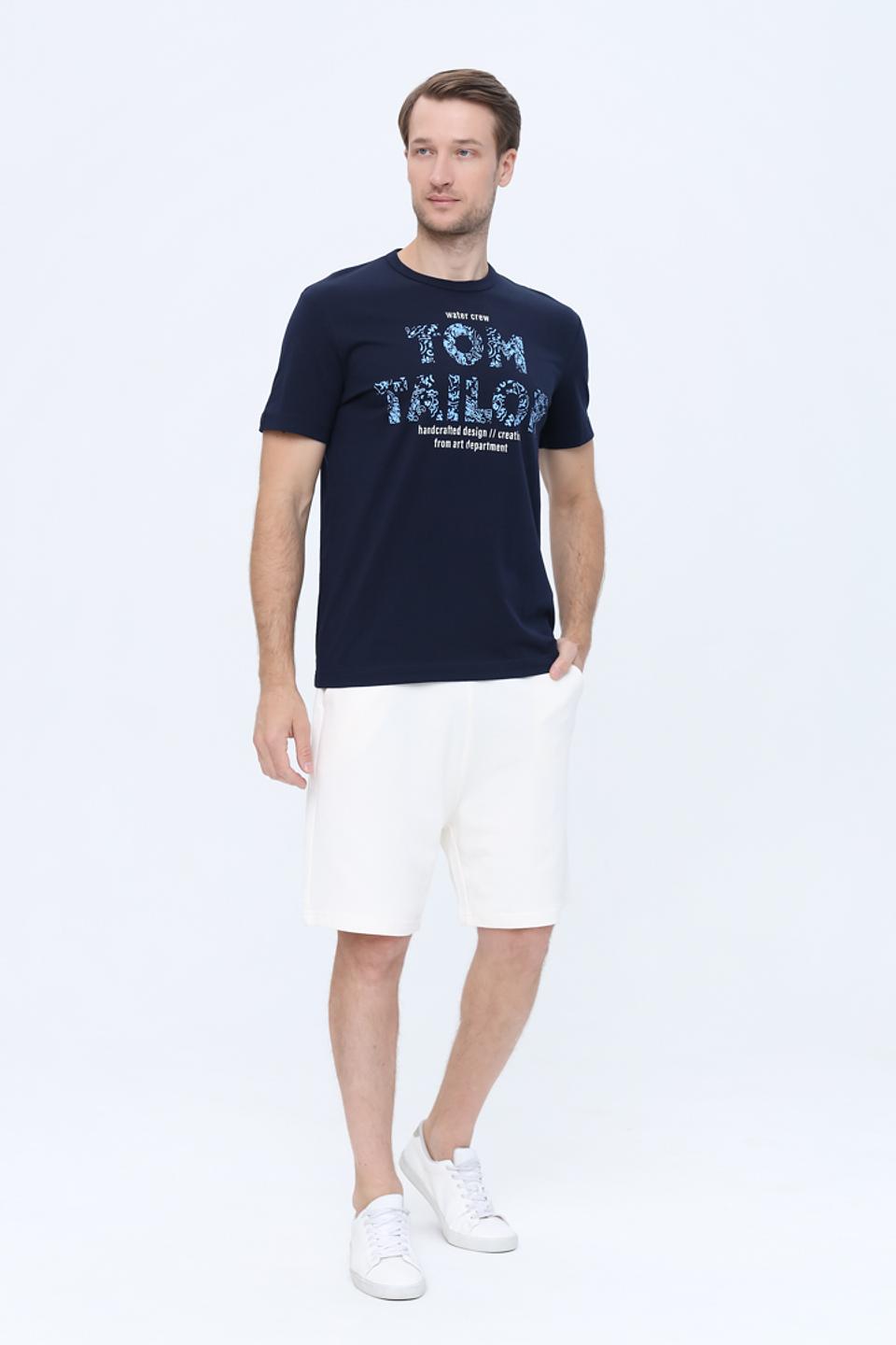 Футболка Tom Tailor с принтом темно-синяя