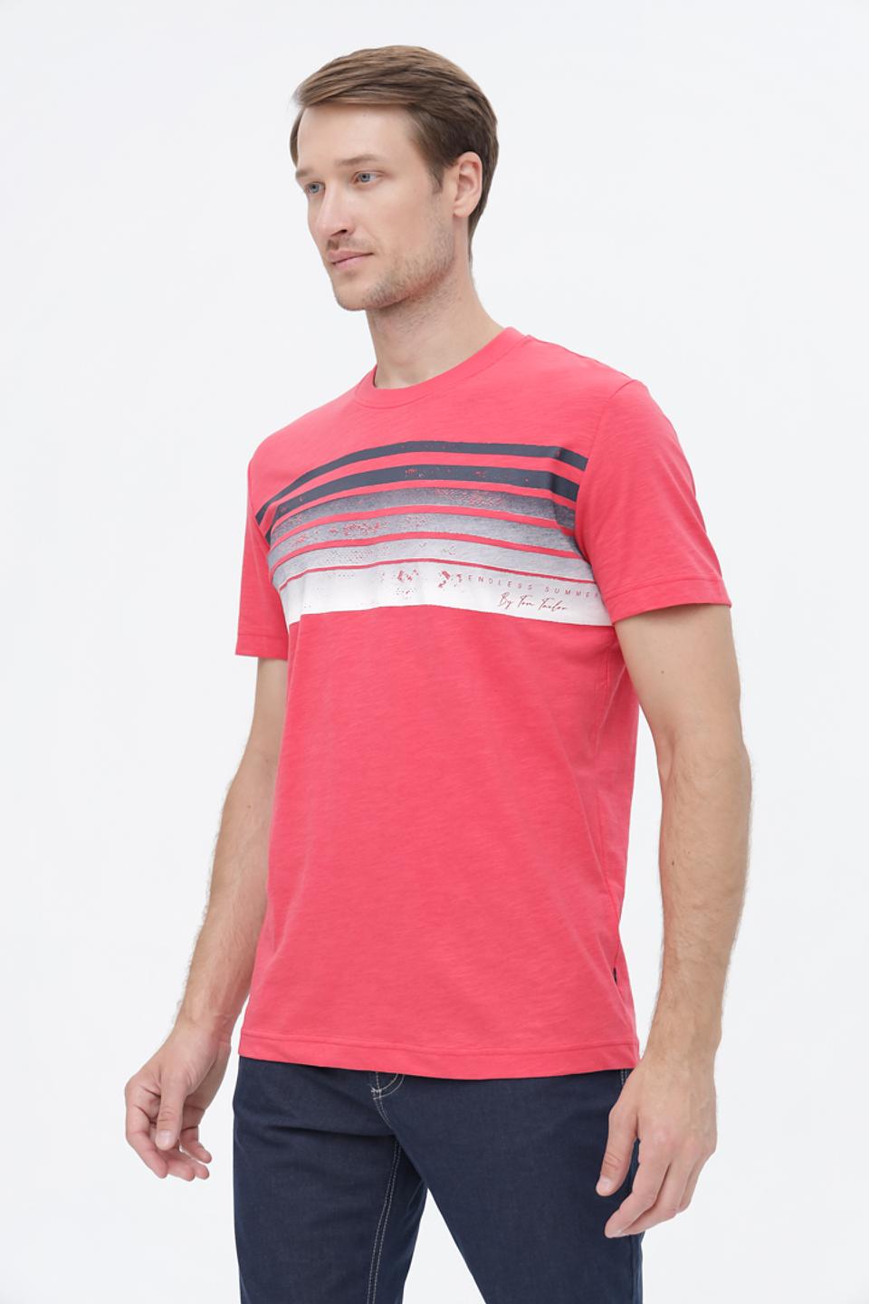 Футболка Tom Tailor с полосками коралловая