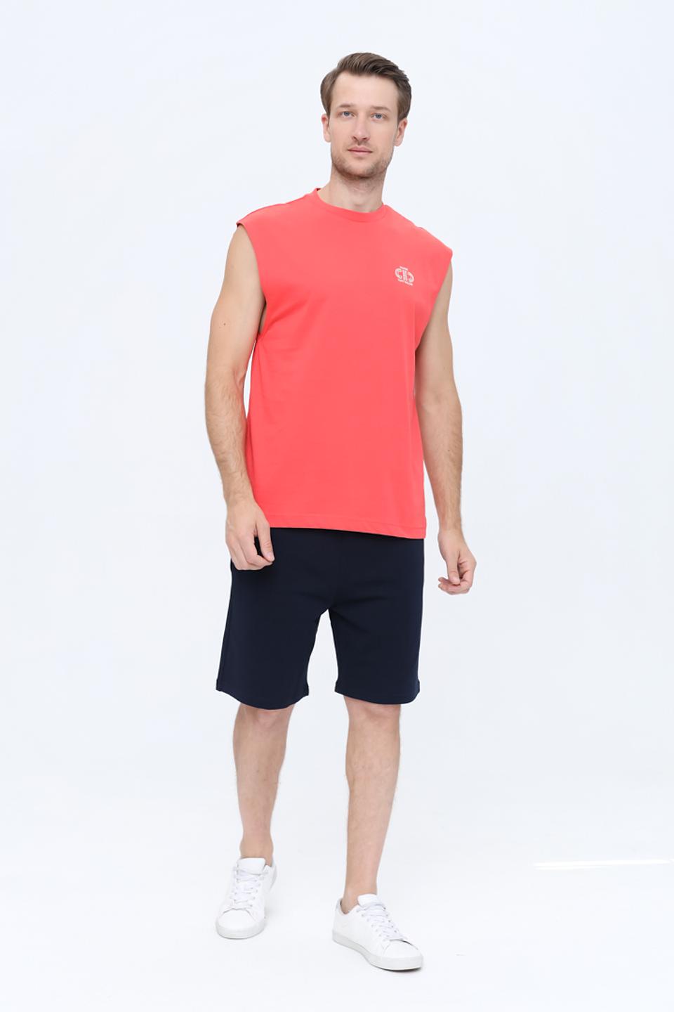 Футболка Tom Tailor без рукавов кораллового цвета с принтом