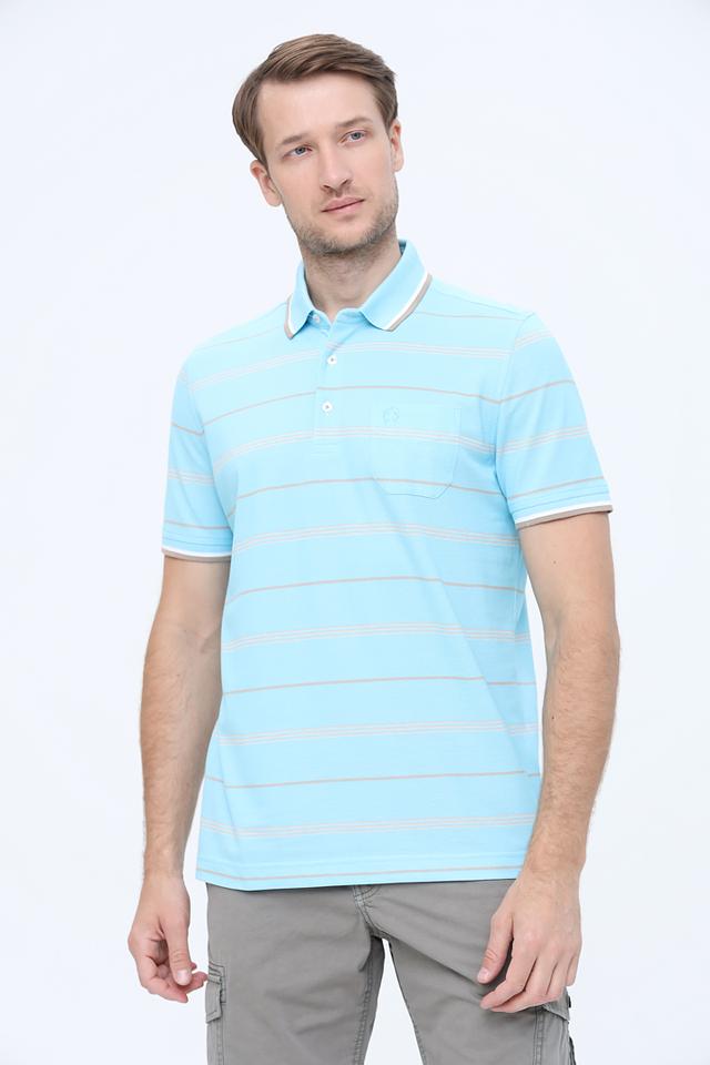 Поло Claudio Campione в полоску голубой