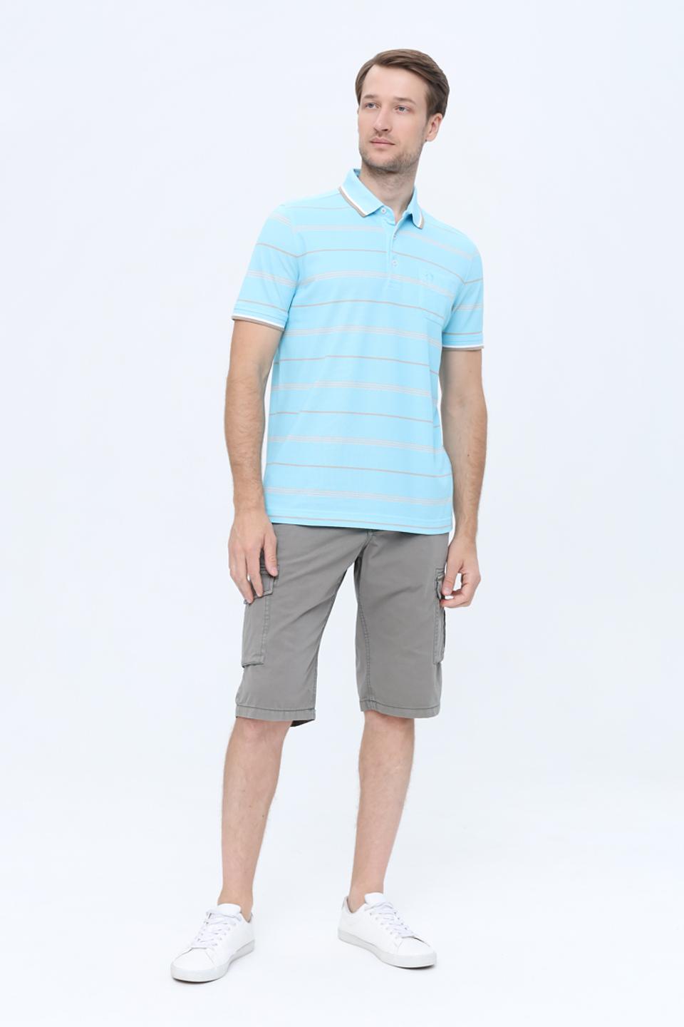 Поло Claudio Campione в полоску голубой