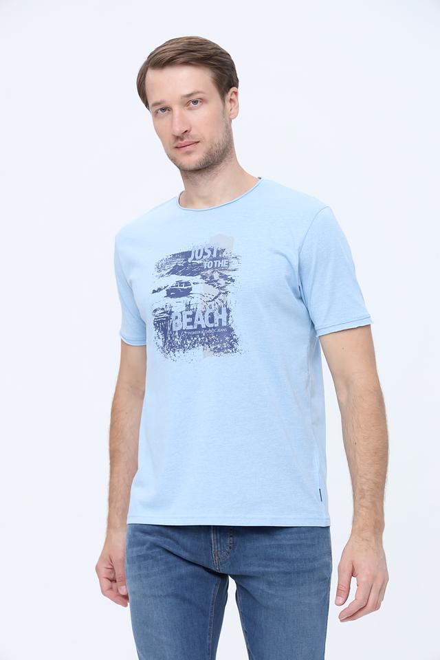 Футболка Pioneer с принтом голубая