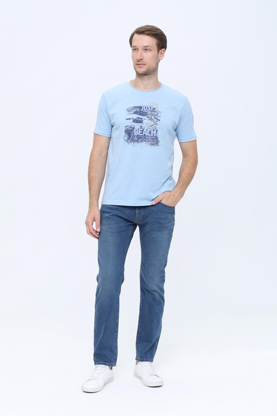 Футболка Pioneer с принтом голубая