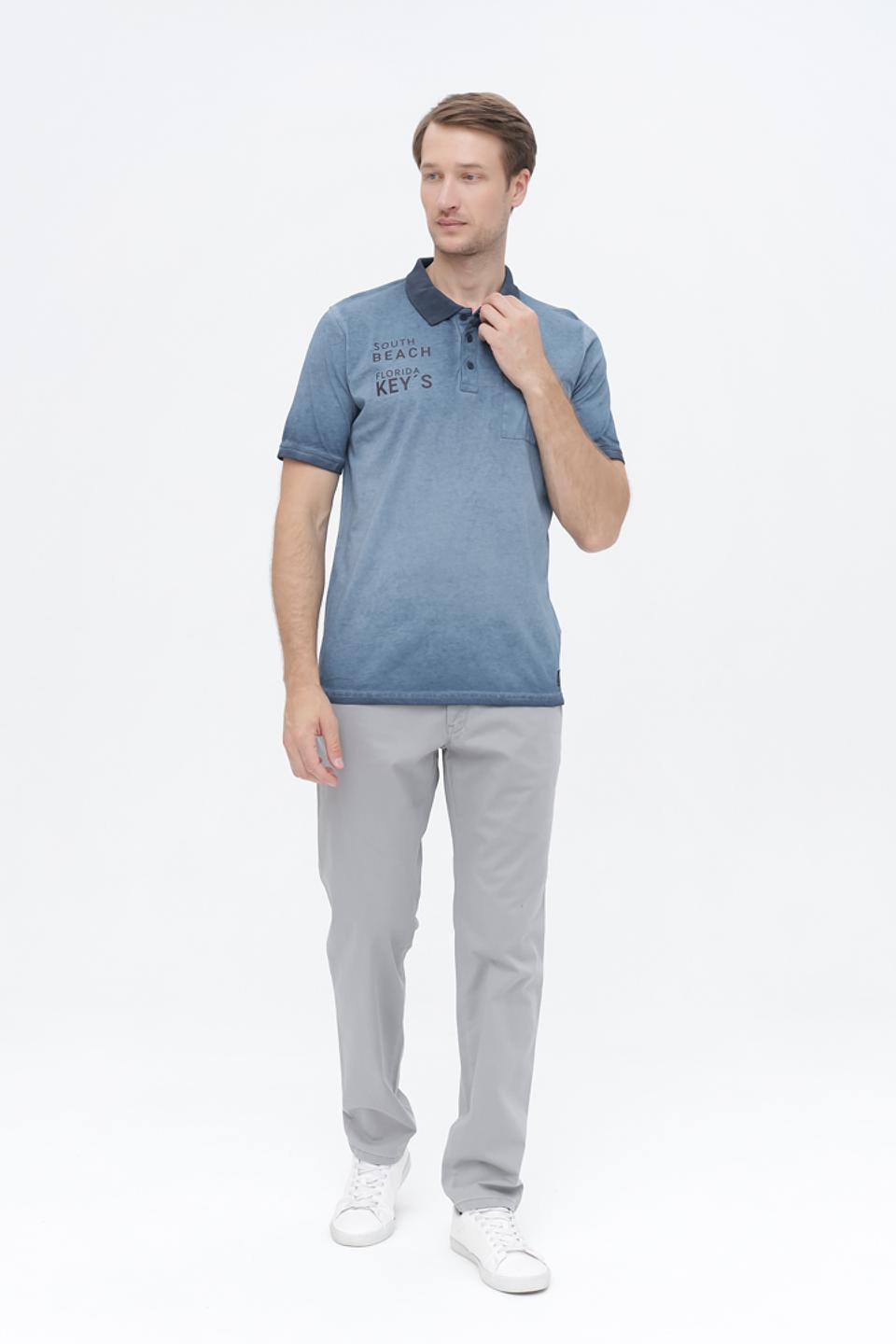 Поло Casa Moda с принтом голубой