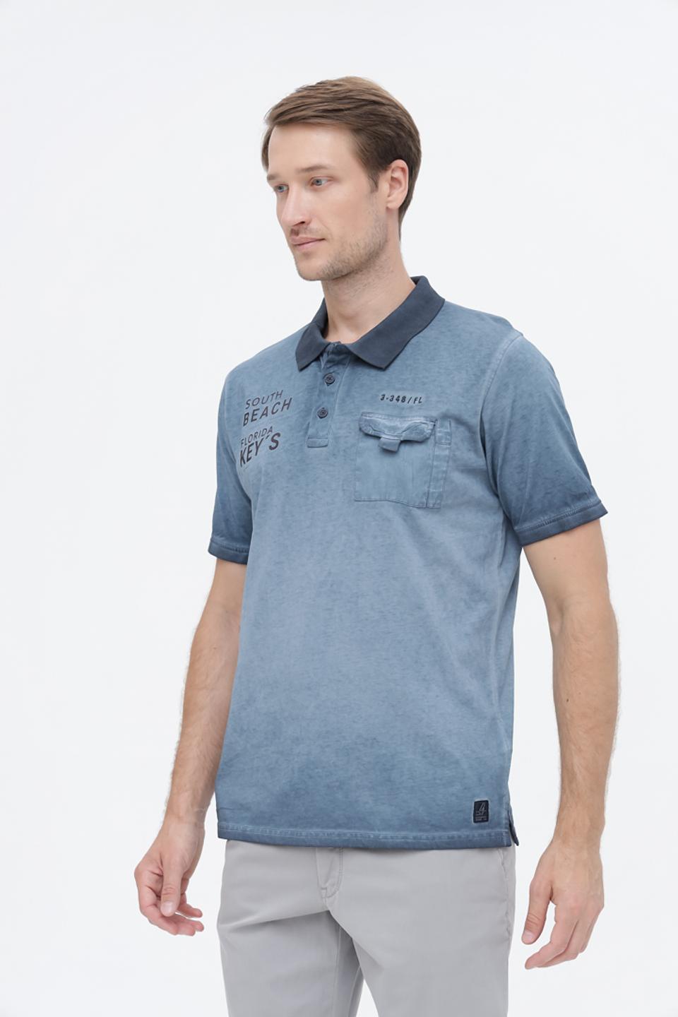 Поло Casa Moda с принтом голубой