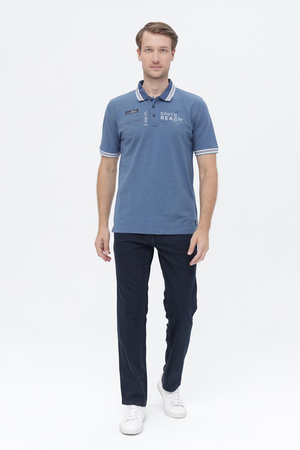 Поло Casa Moda в полоску голубой