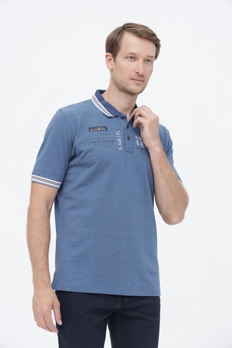 Поло Casa Moda в полоску голубой